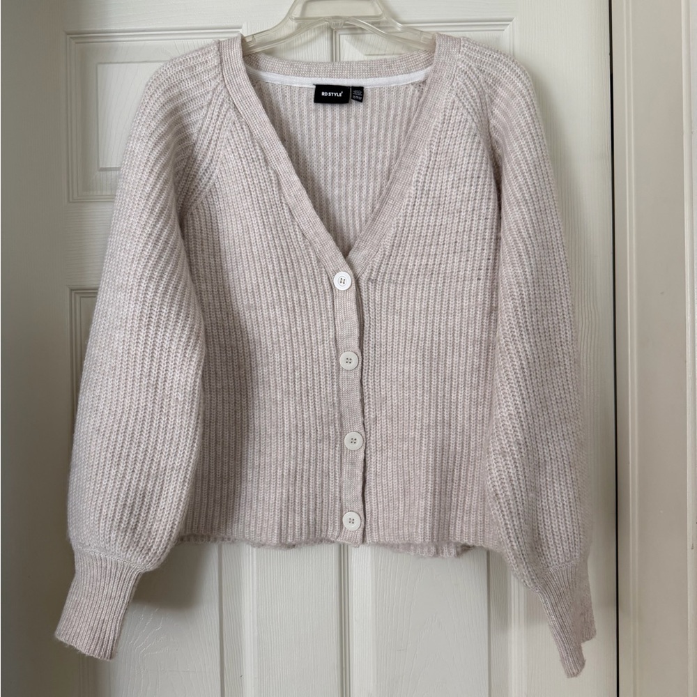 Button-down oversized sweater, cream color, size XS